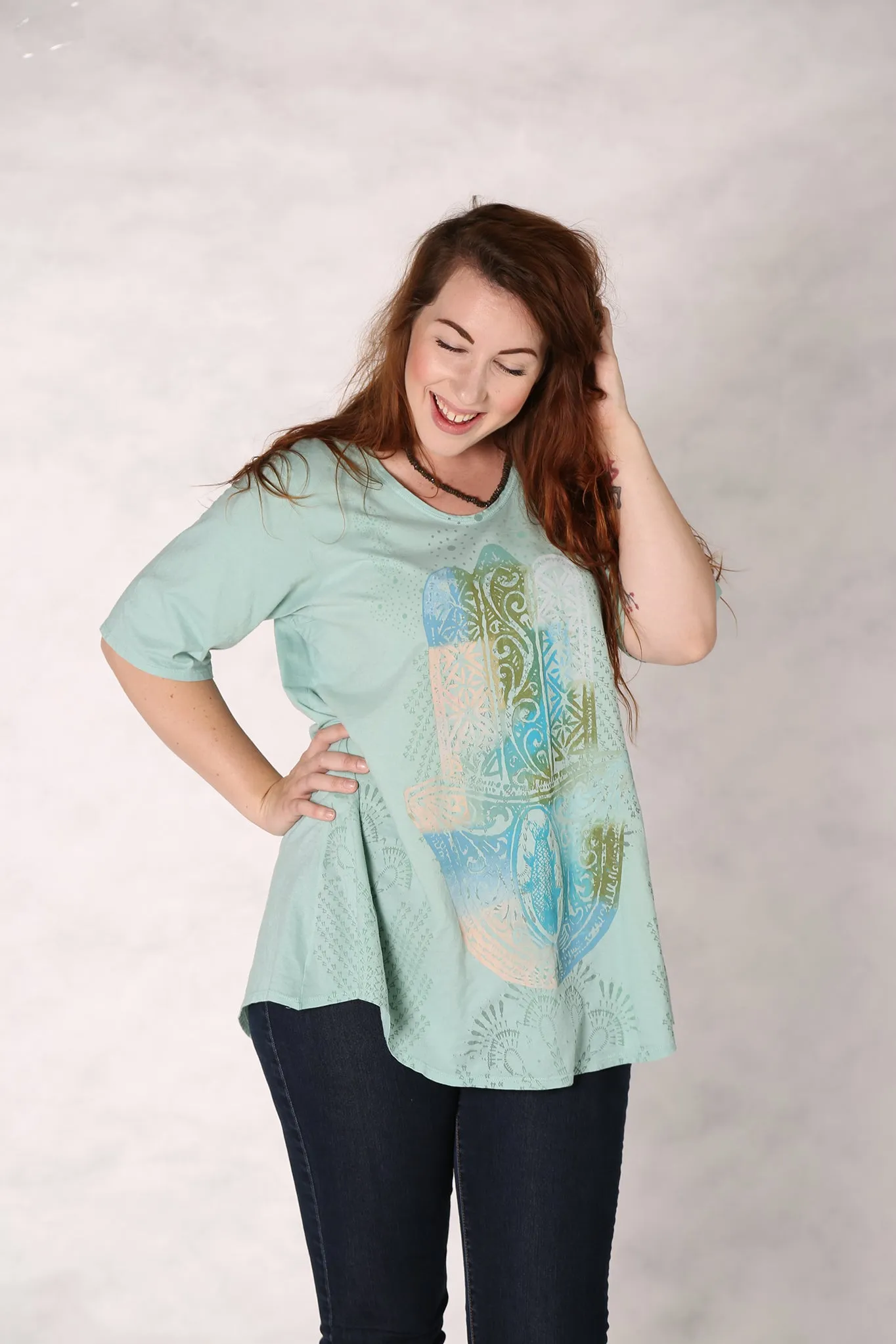 1211 Lightweight A-Line Layer Tee Mint-P