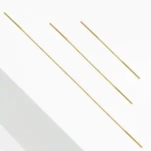 14k Solid Gold Sturdy Chain Double Bar Threader Earring