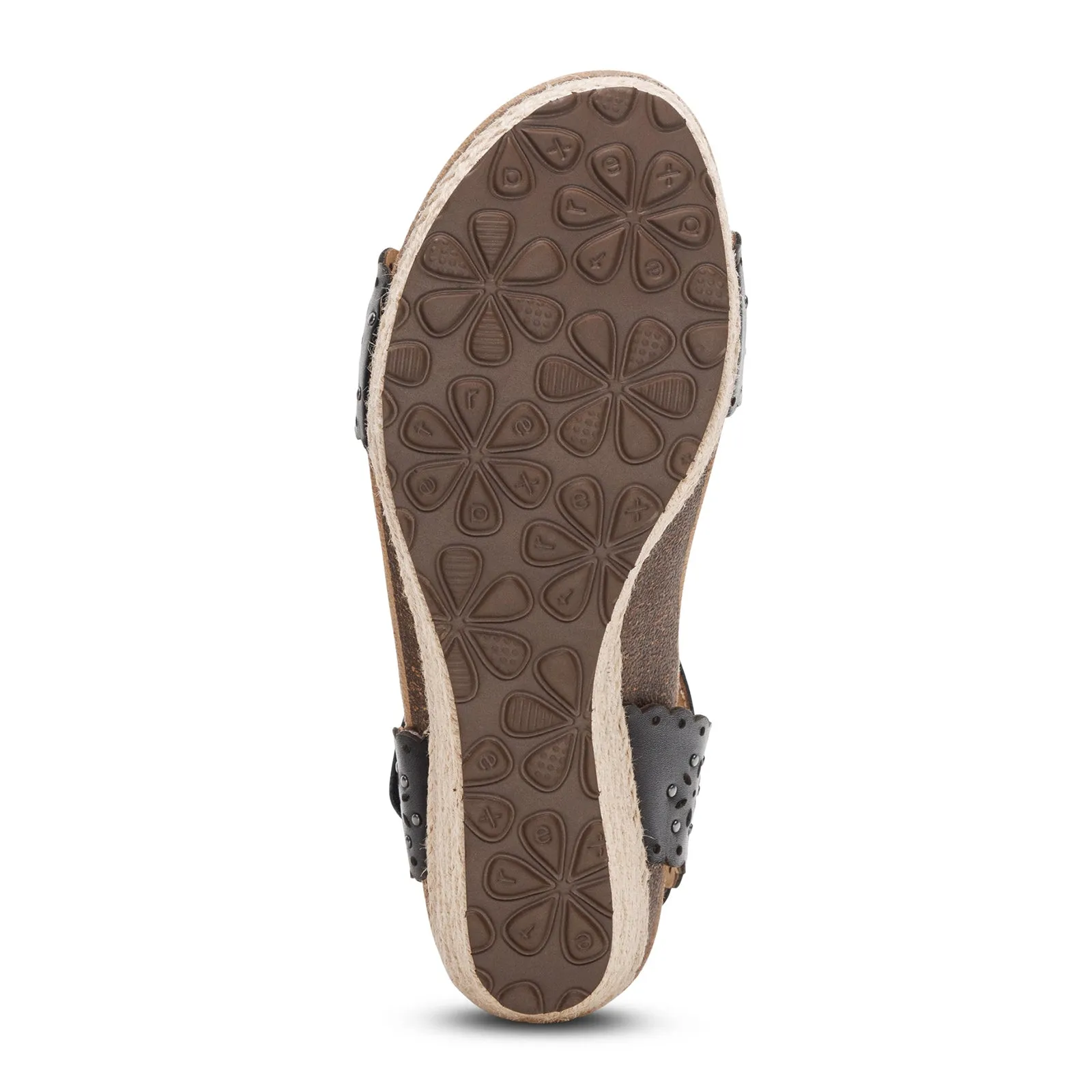 Aetrex Sydney Wedge Sandal (Women) - Black Cutout