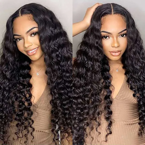 Air Wig|Upgrade Pre Cut Lace Wear Go Glueless Deep Wave Wig with Pre Bleached Knots & Plucked Hairline