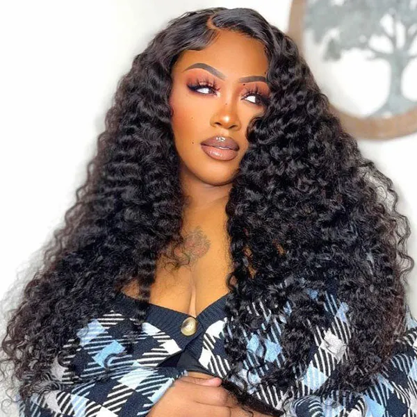 Air Wig|Upgrade Pre Cut Lace Wear Go Glueless Deep Wave Wig with Pre Bleached Knots & Plucked Hairline