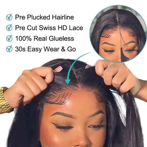 Air Wig|Upgrade Pre Cut Lace Wear Go Glueless Deep Wave Wig with Pre Bleached Knots & Plucked Hairline
