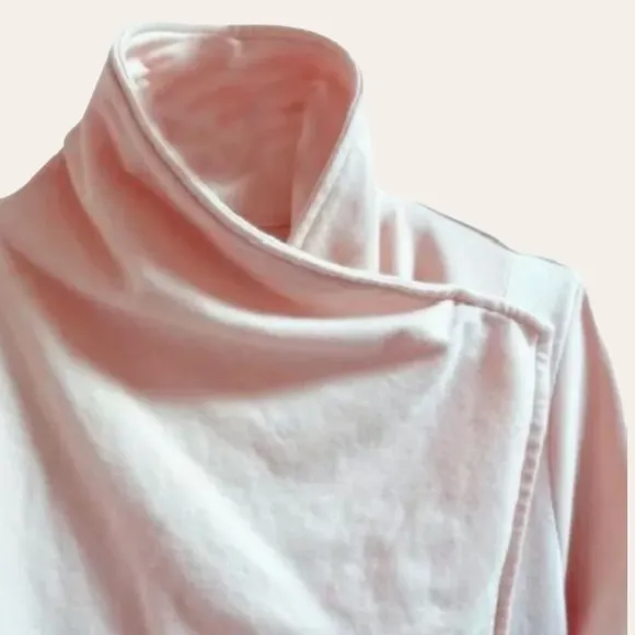 Anthropologie Quilted Moto Jacket Large Ivory SOFT Breathable Zip Front Drapey