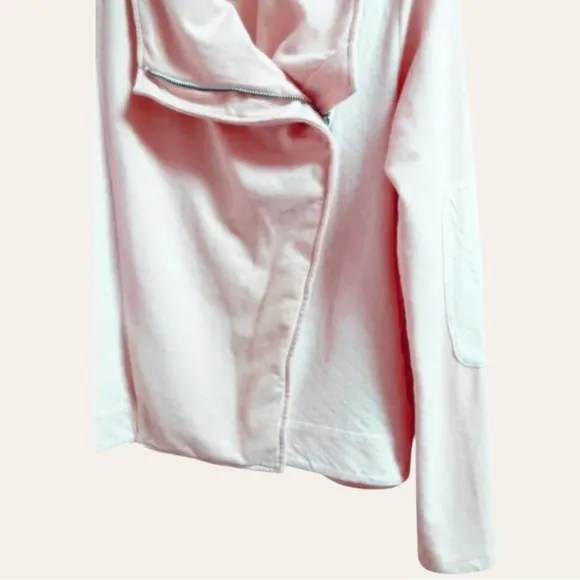 Anthropologie Quilted Moto Jacket Large Ivory SOFT Breathable Zip Front Drapey
