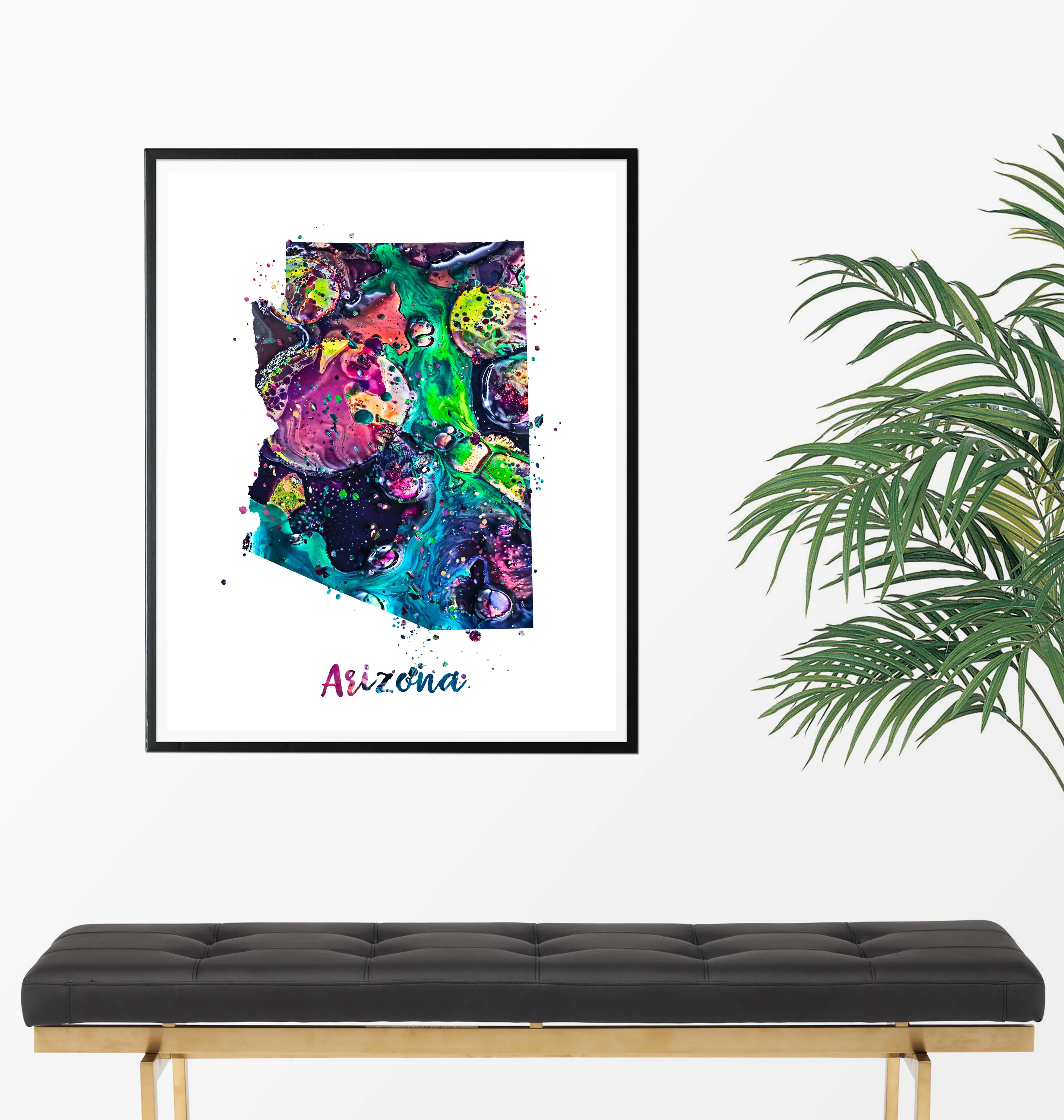 Arizona Map Watercolor Art Print - Unframed