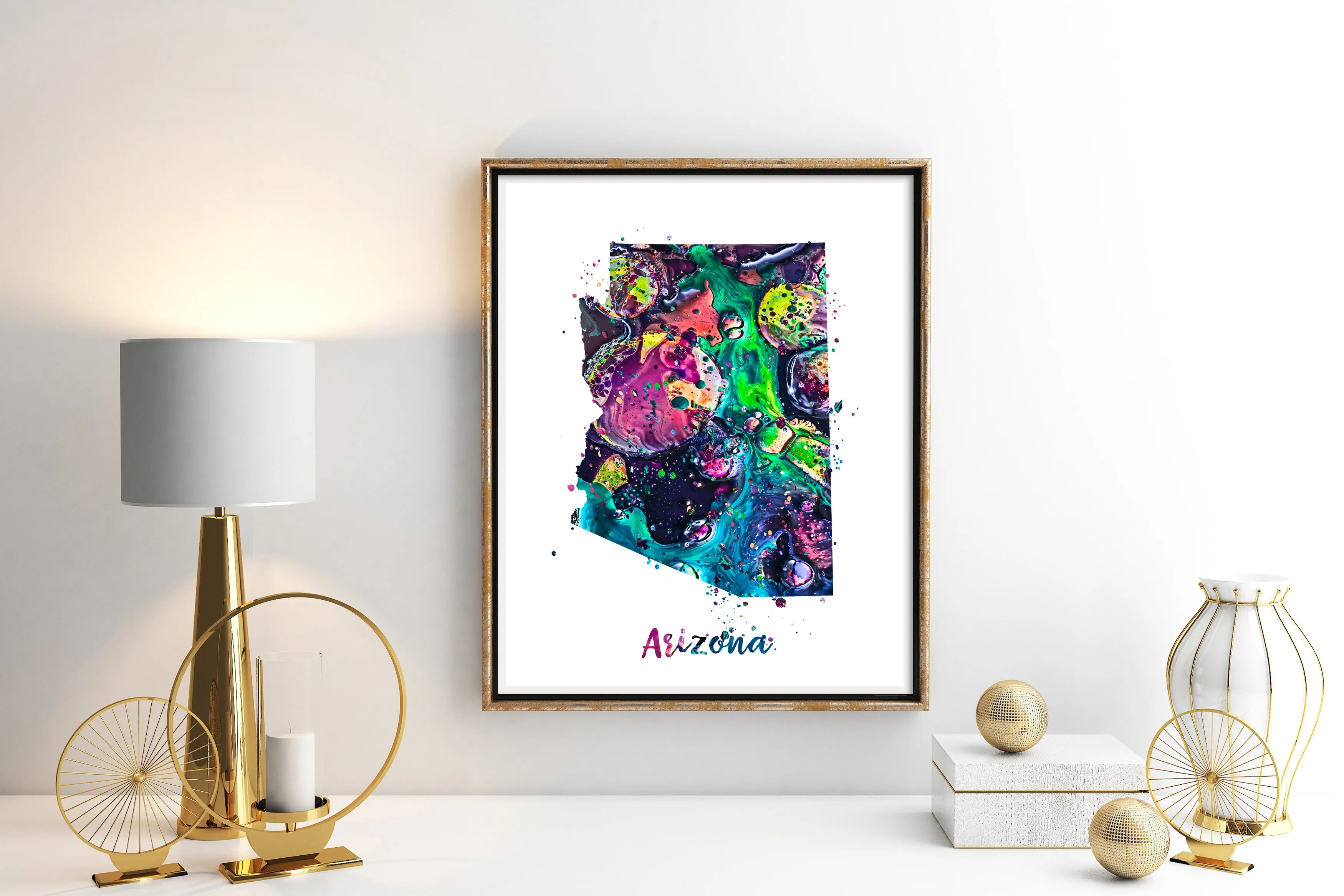 Arizona Map Watercolor Art Print - Unframed
