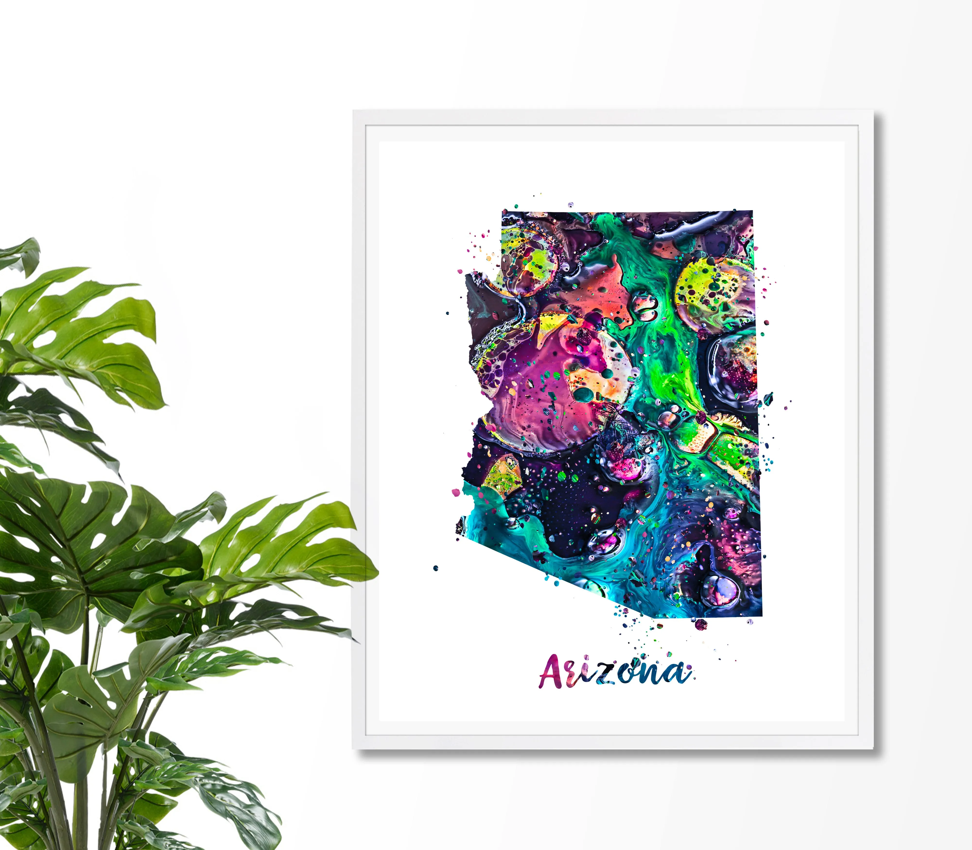 Arizona Map Watercolor Art Print - Unframed