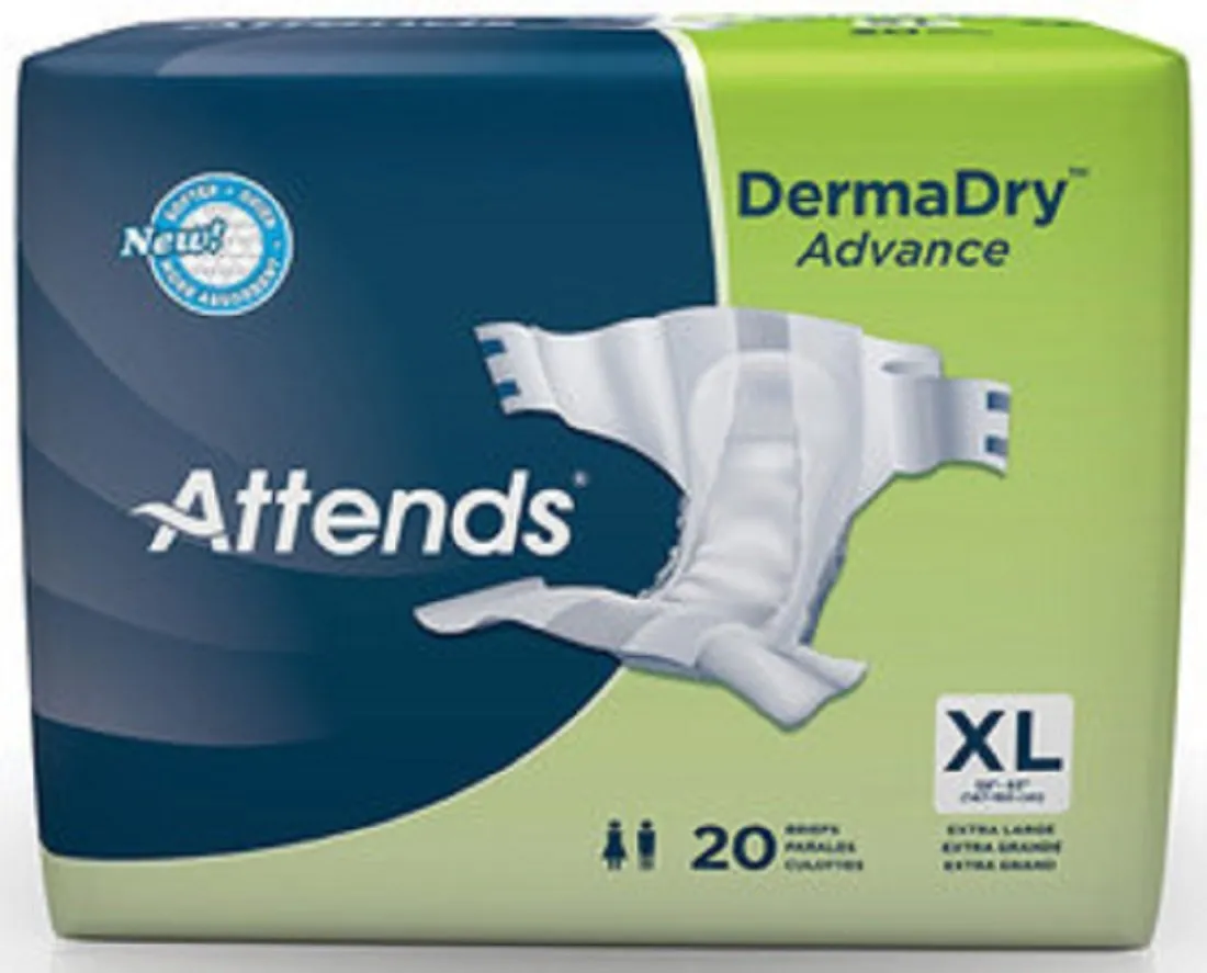 Attends BRB40 Breathable Adult Briefs, Heavy Absorbency, X-Large 58-63", - CS/60