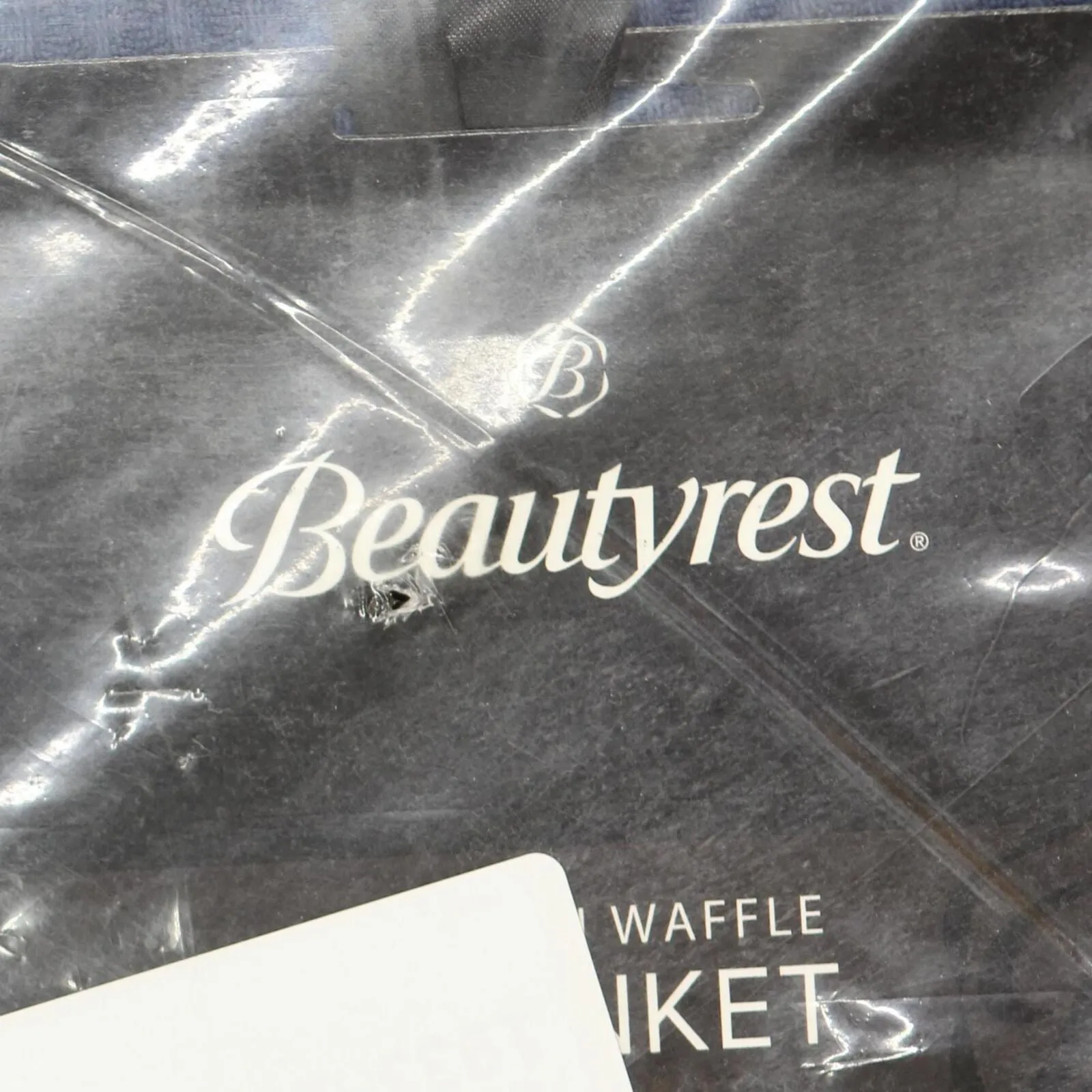 Beautyrest Waffle Weave Lightweight Breathable Cotton Blanket Indigo Blue Twin