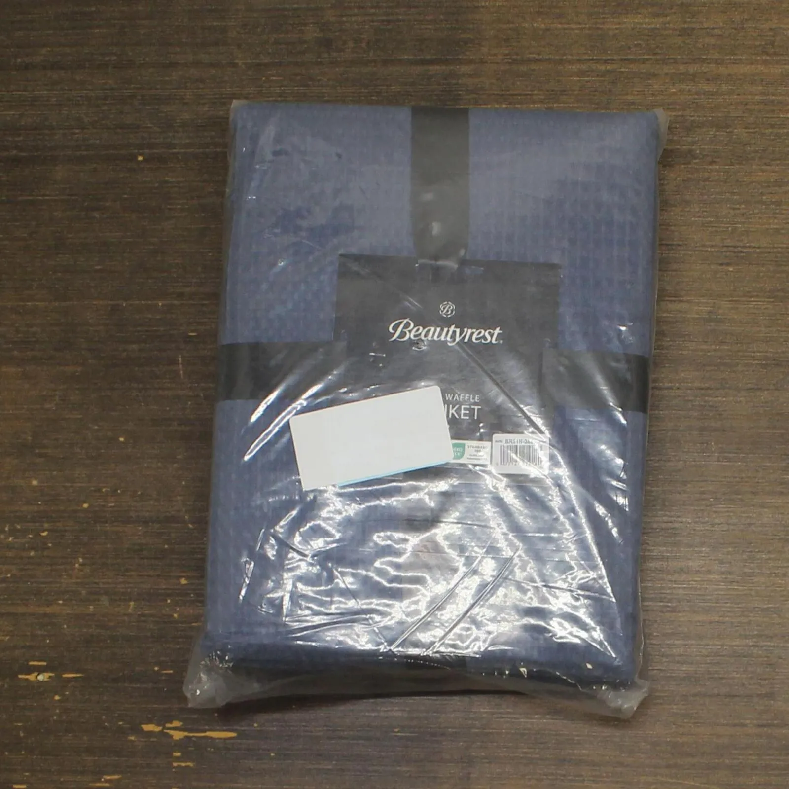 Beautyrest Waffle Weave Lightweight Breathable Cotton Blanket Indigo Blue Twin