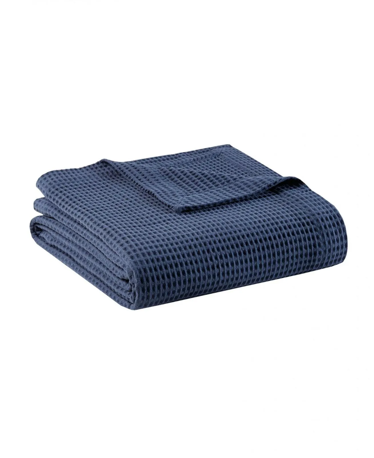 Beautyrest Waffle Weave Lightweight Breathable Cotton Blanket Indigo Blue Twin