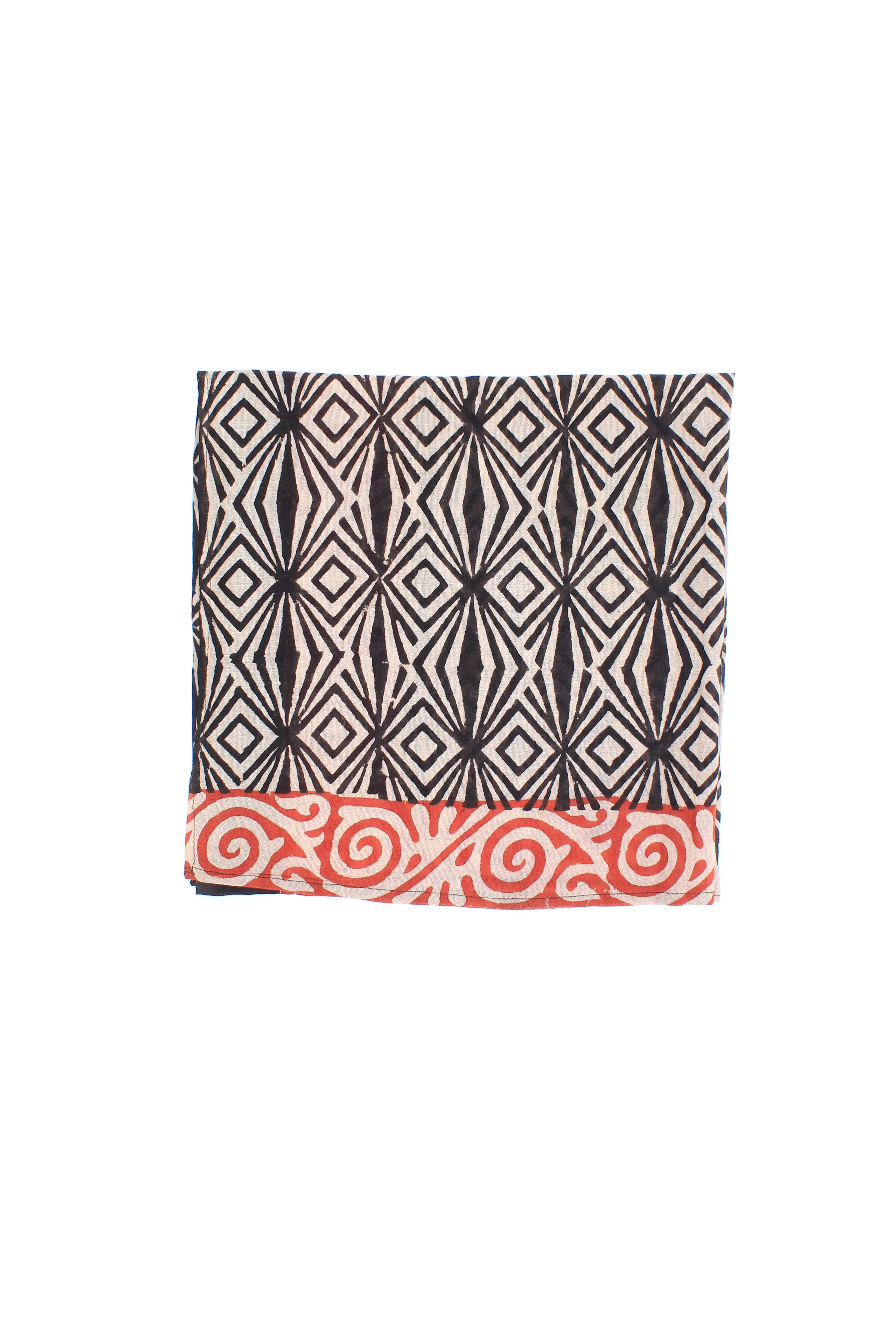 Beige Handmade Block Print Cotton Sarong