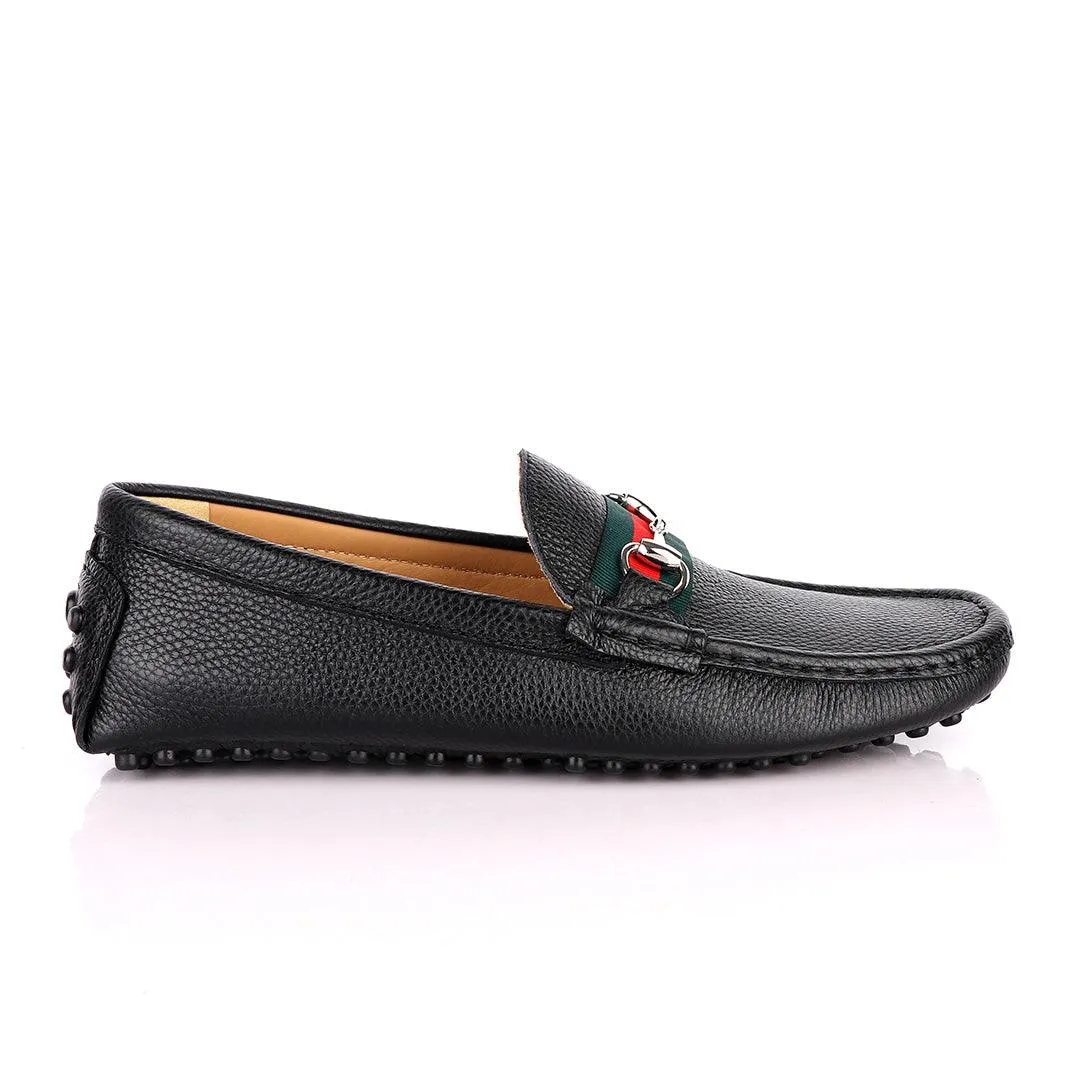Black Horsebit Leather Web Drivers