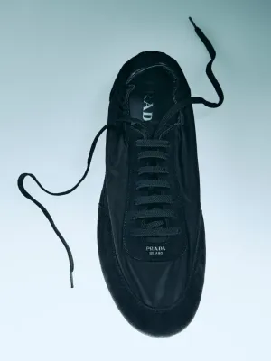Black Leather Lace-Up Sneakers