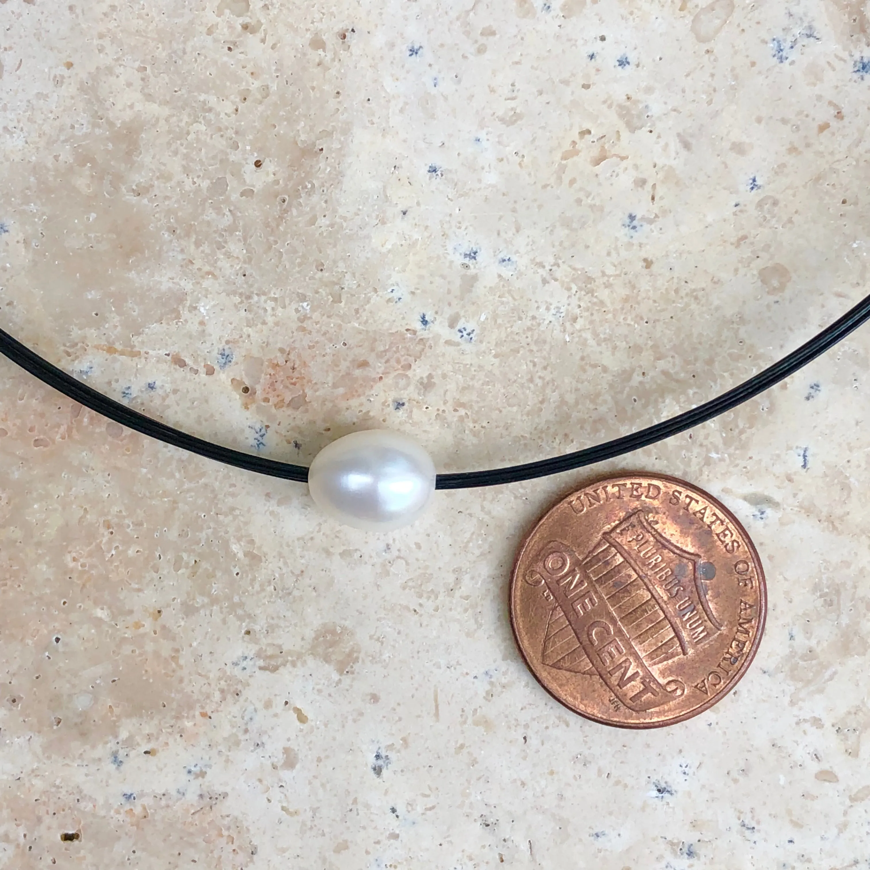 Blackened Stainless Steel Freshwater Pearl Necklace