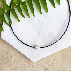 Blackened Stainless Steel Freshwater Pearl Necklace
