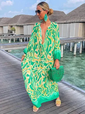 Bohemian maxi dress with long sleeves