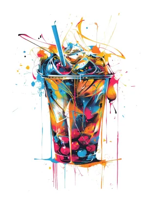 Bold Graffiti Boba Tea T-Shirt - Cool Graphic Tee for Men