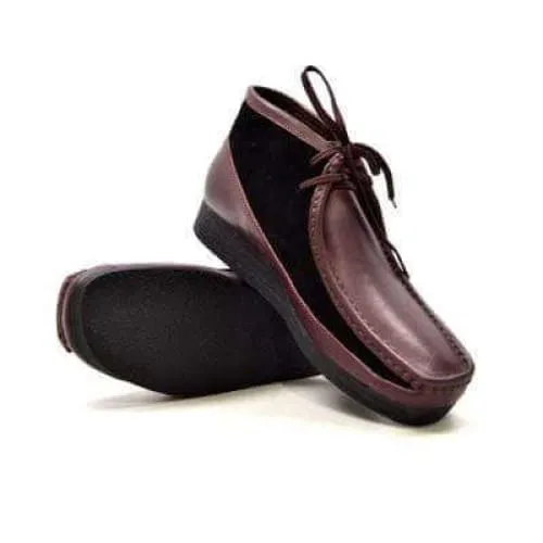 British Walkers New Castle Men's Purple Leather and Suede Ankle Boots