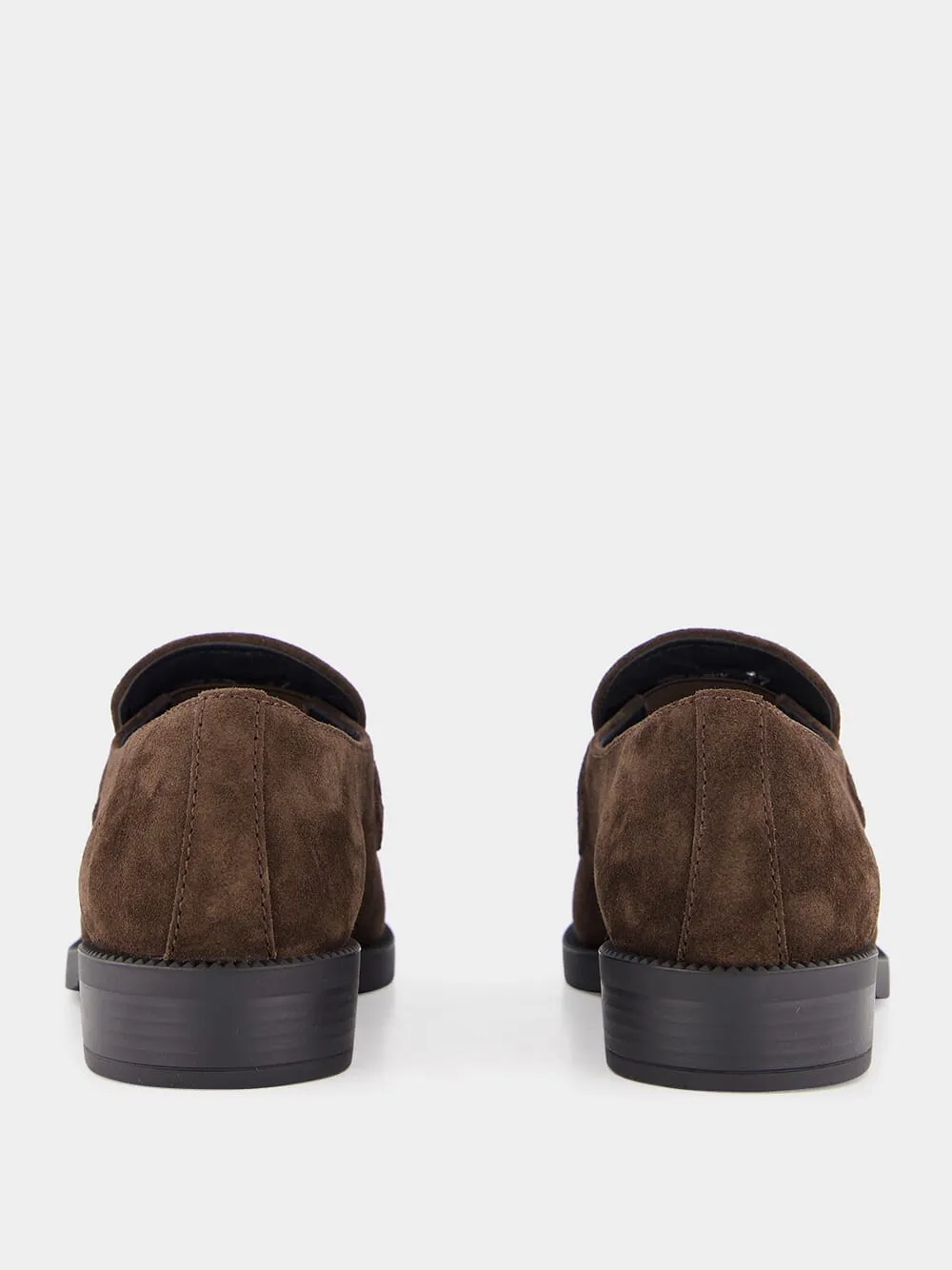 Brown Triangle-Logo Suede Loafers