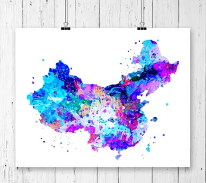 China Map Art Print - Unframed
