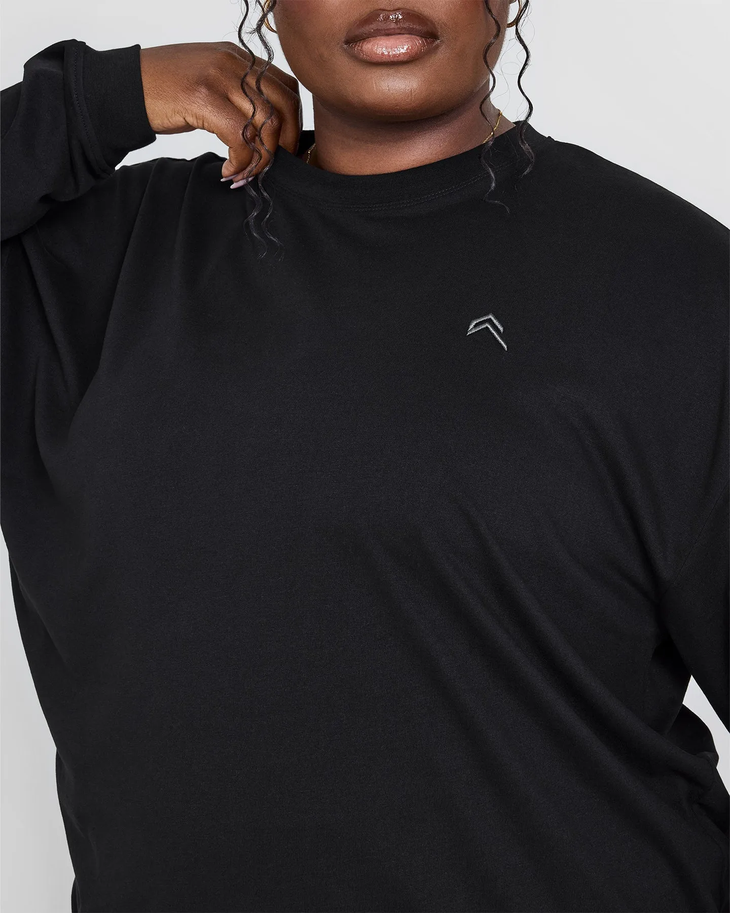 Classic Oversized Lightweight Long Sleeve Top | Black