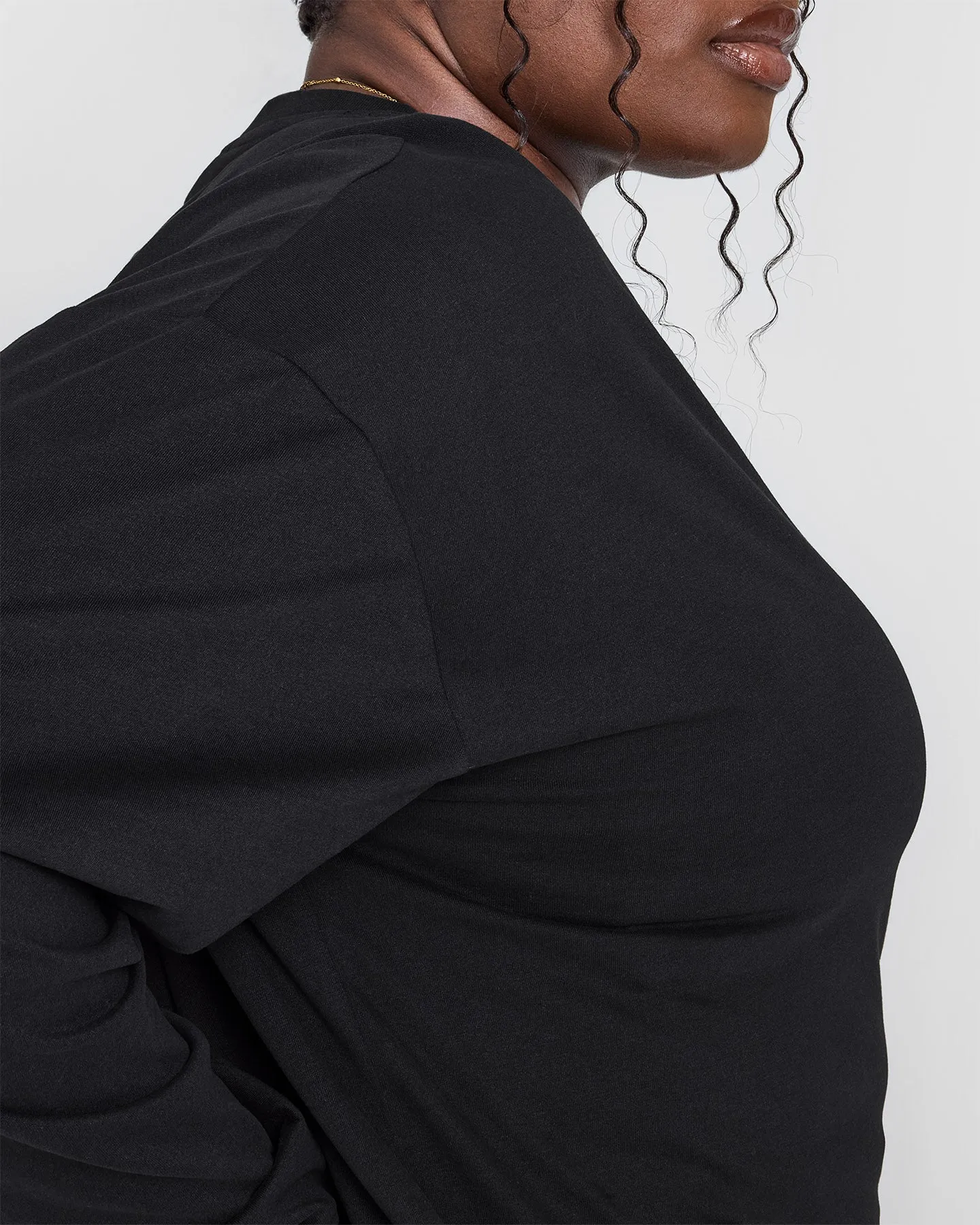 Classic Oversized Lightweight Long Sleeve Top | Black