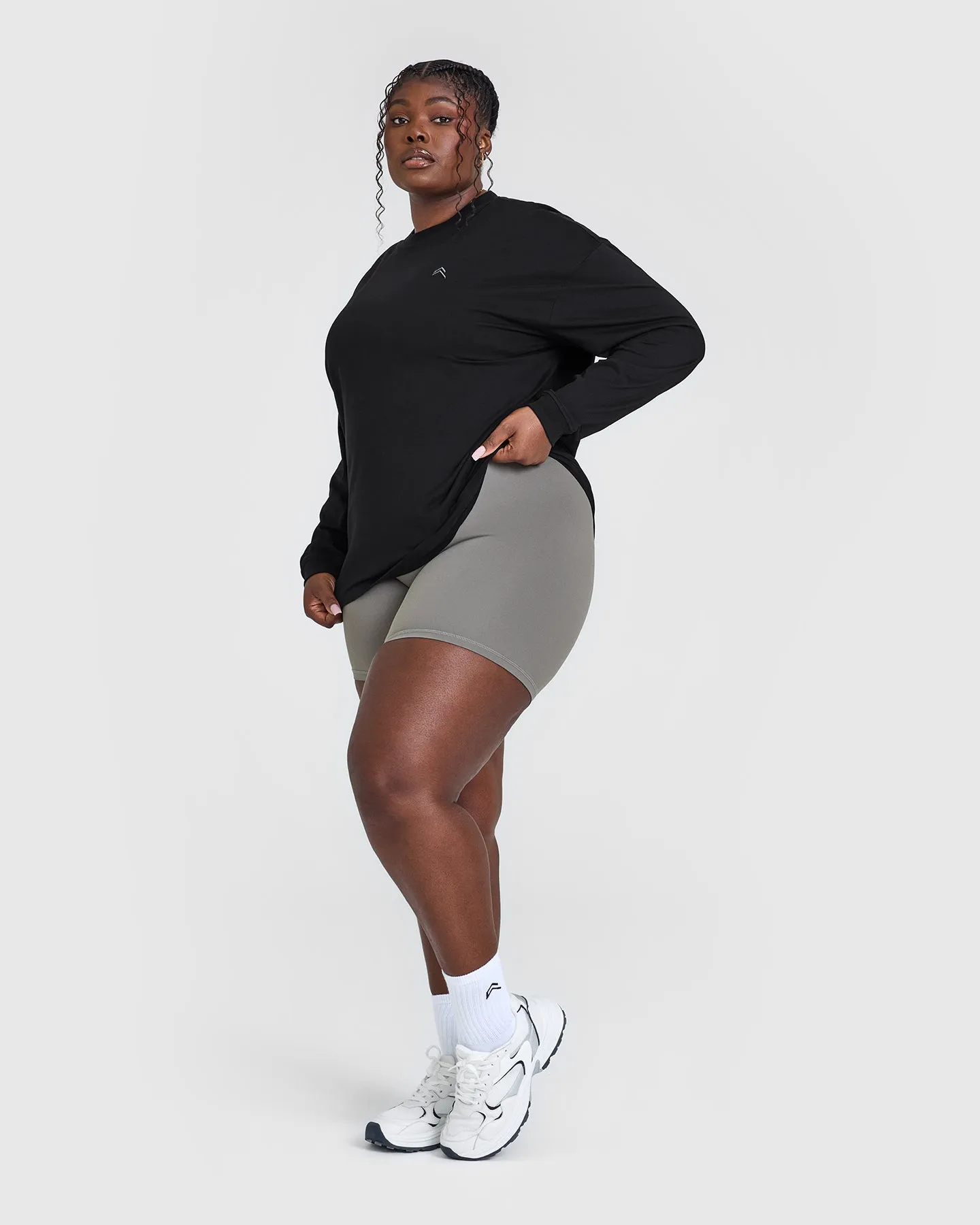 Classic Oversized Lightweight Long Sleeve Top | Black