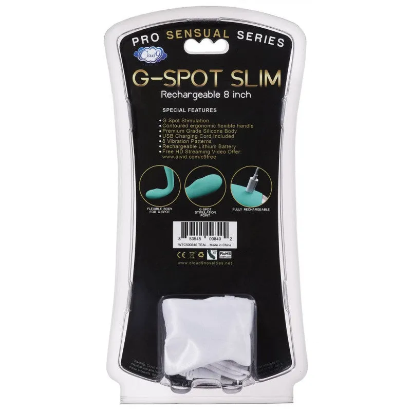 Cloud 9 Novelties G-Spot Slim 8 Inch Flexible Body Vibrator - Teal