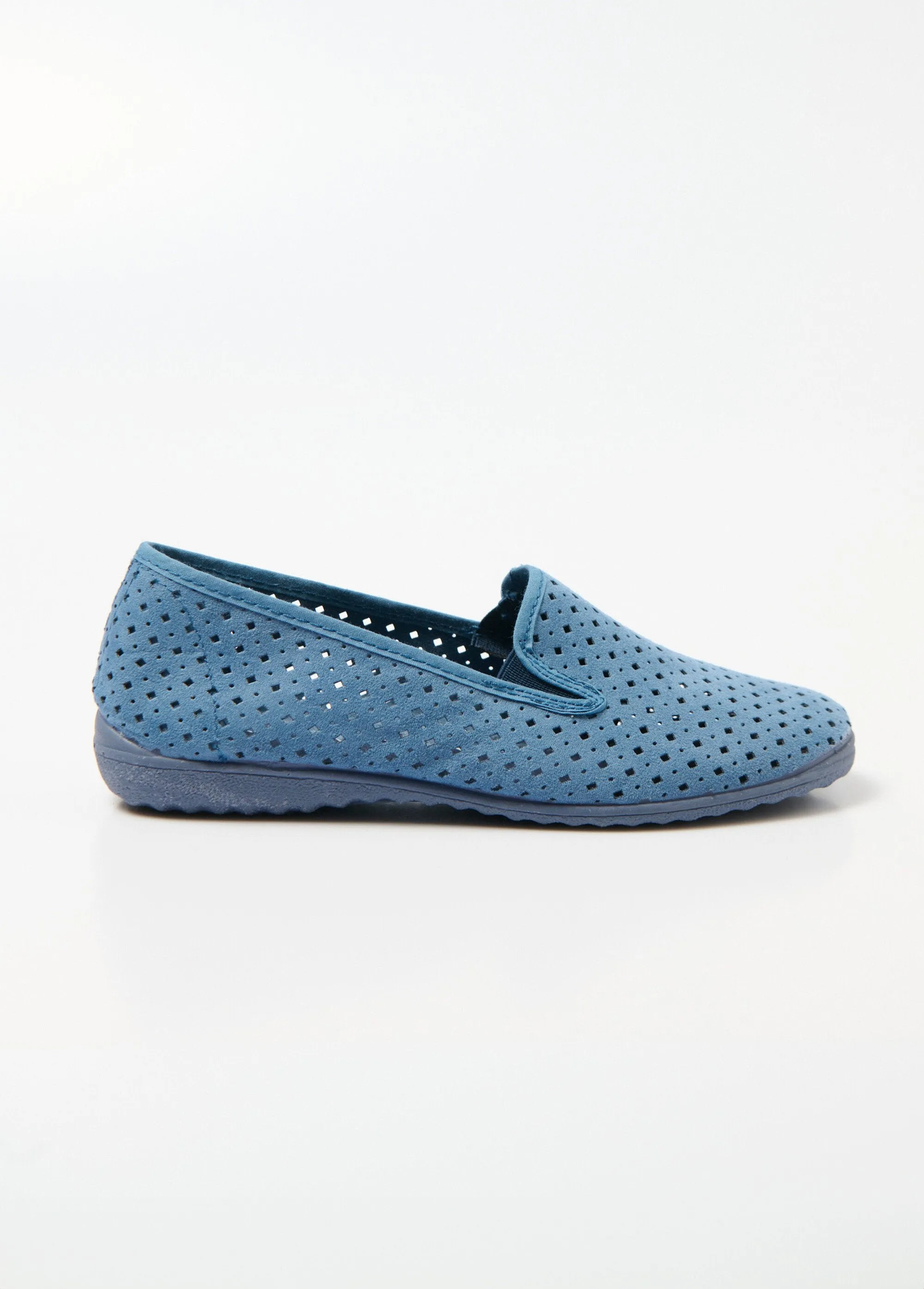 Comfort width perforated elasticated loafers