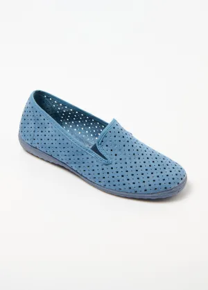 Comfort width perforated elasticated loafers