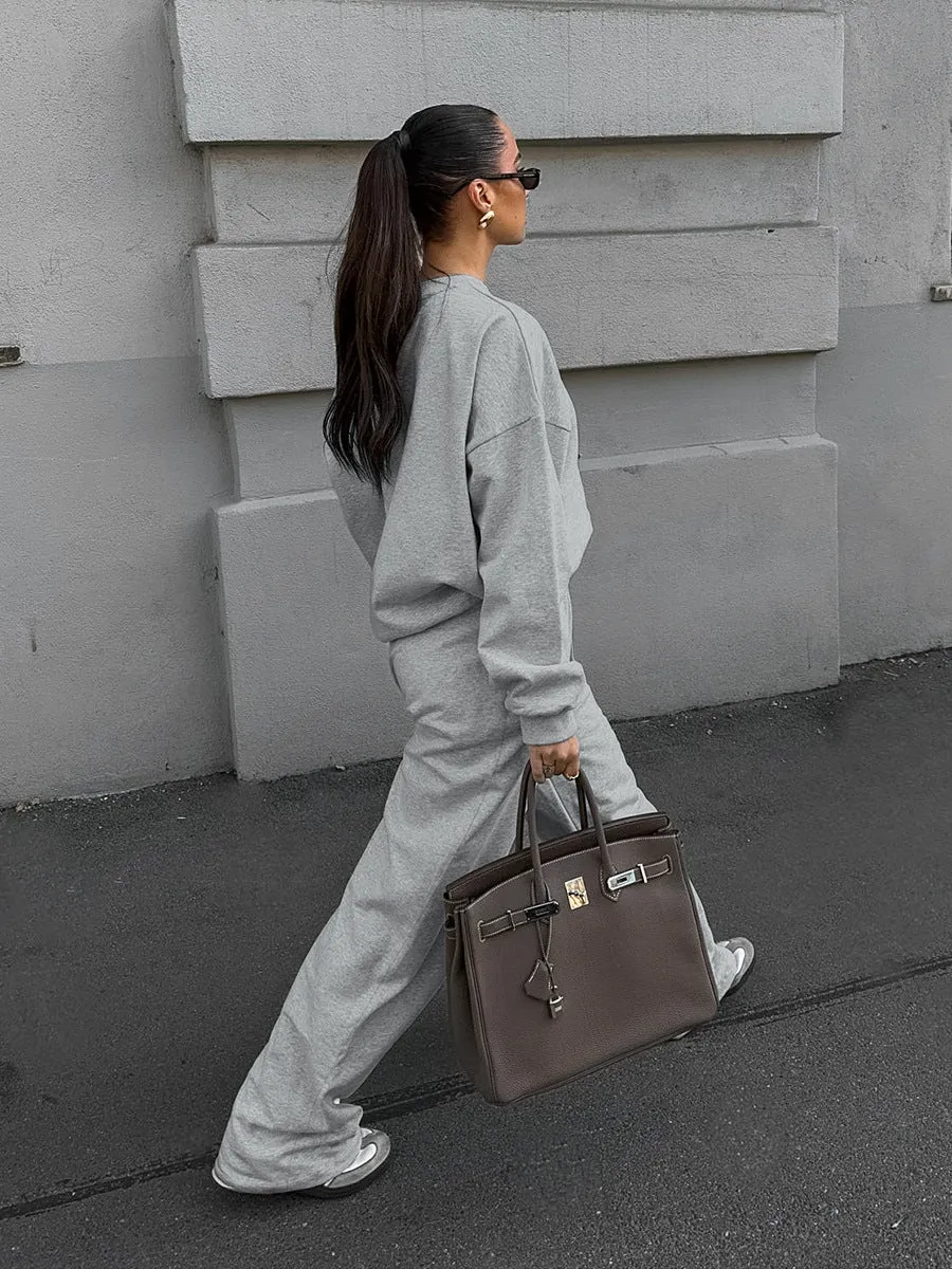 Cozy and Stylish Knitted Long Sleeve Top and Pants Two-Piece Set for Effortless Autumn Comfort