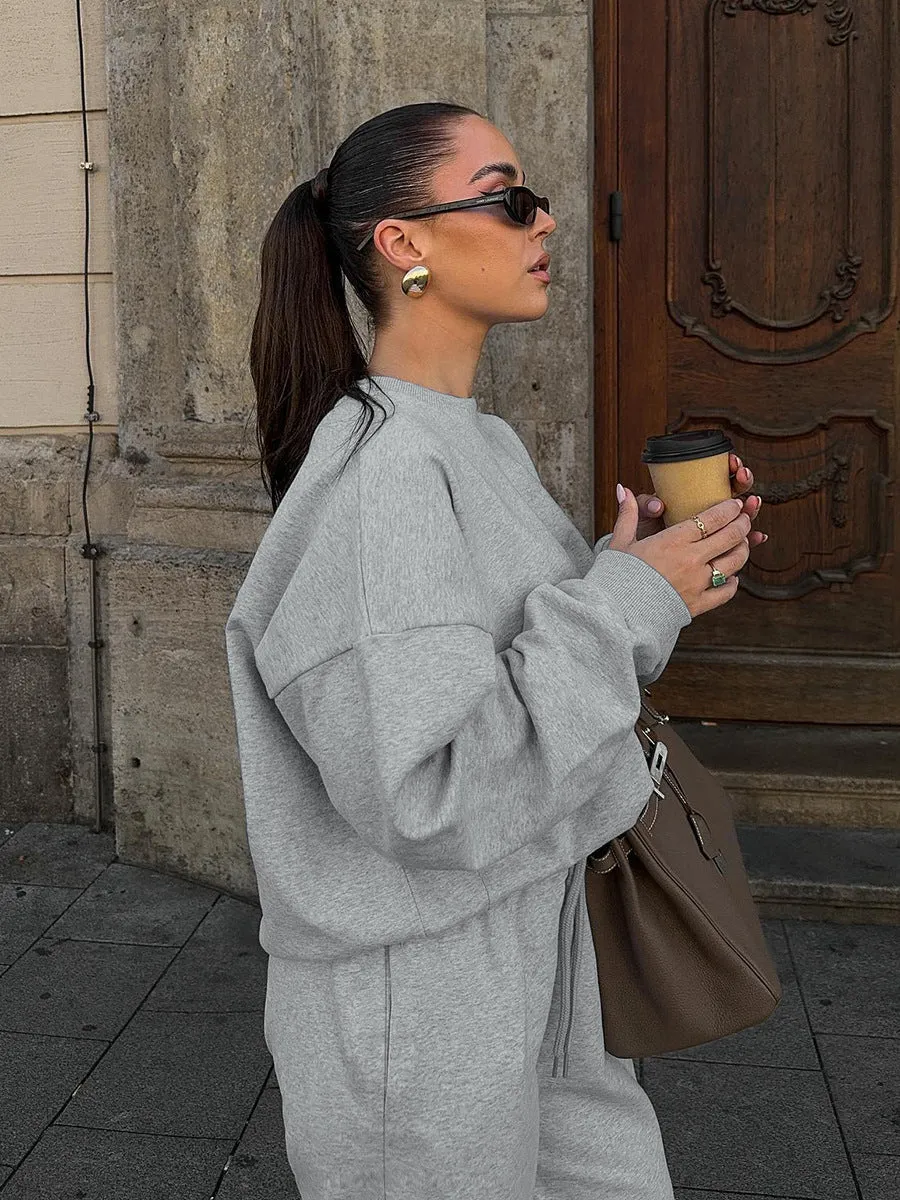 Cozy and Stylish Knitted Long Sleeve Top and Pants Two-Piece Set for Effortless Autumn Comfort