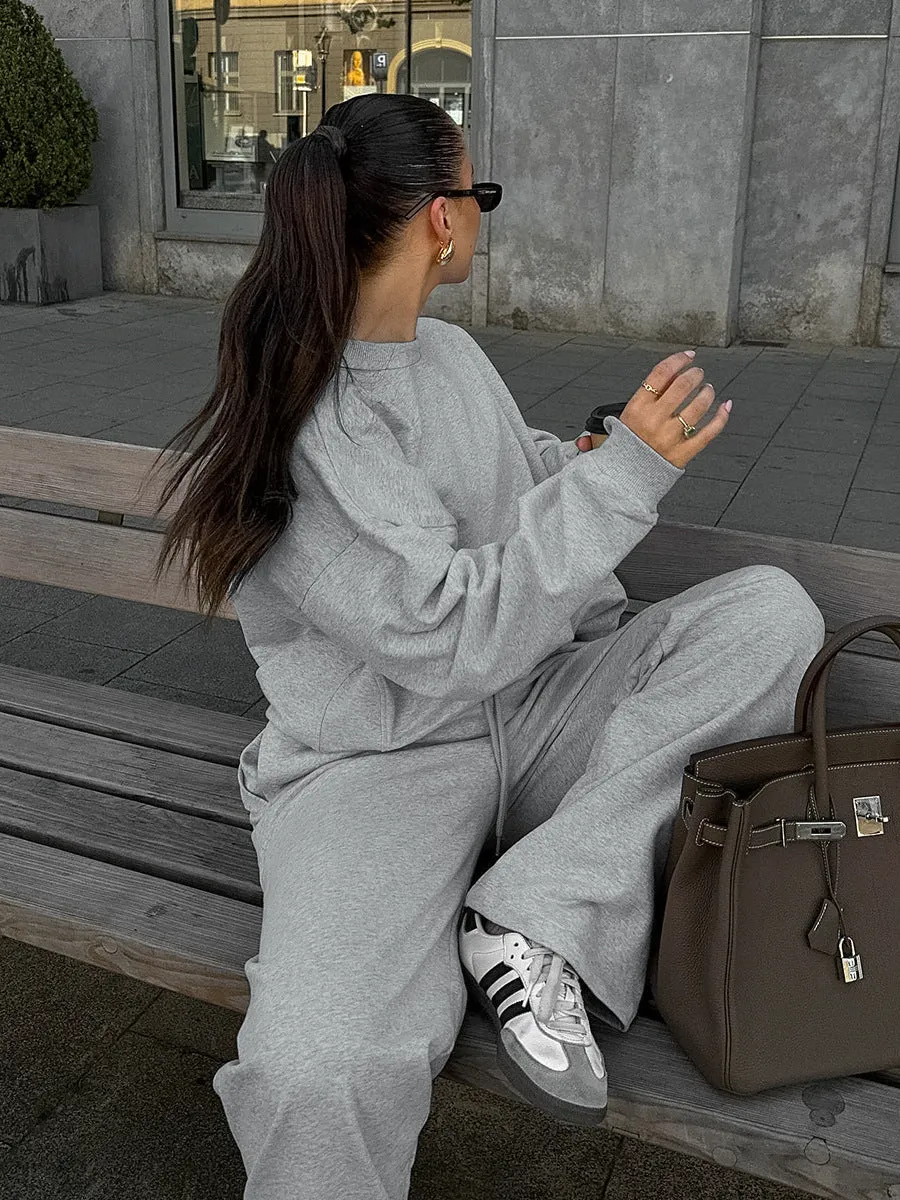 Cozy and Stylish Knitted Long Sleeve Top and Pants Two-Piece Set for Effortless Autumn Comfort