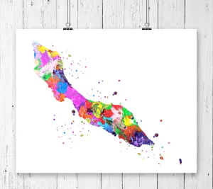 Curacao Map Art Print - Unframed