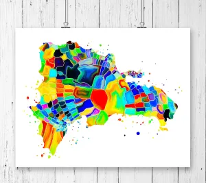 Dominican Republic Map Art Print - Unframed