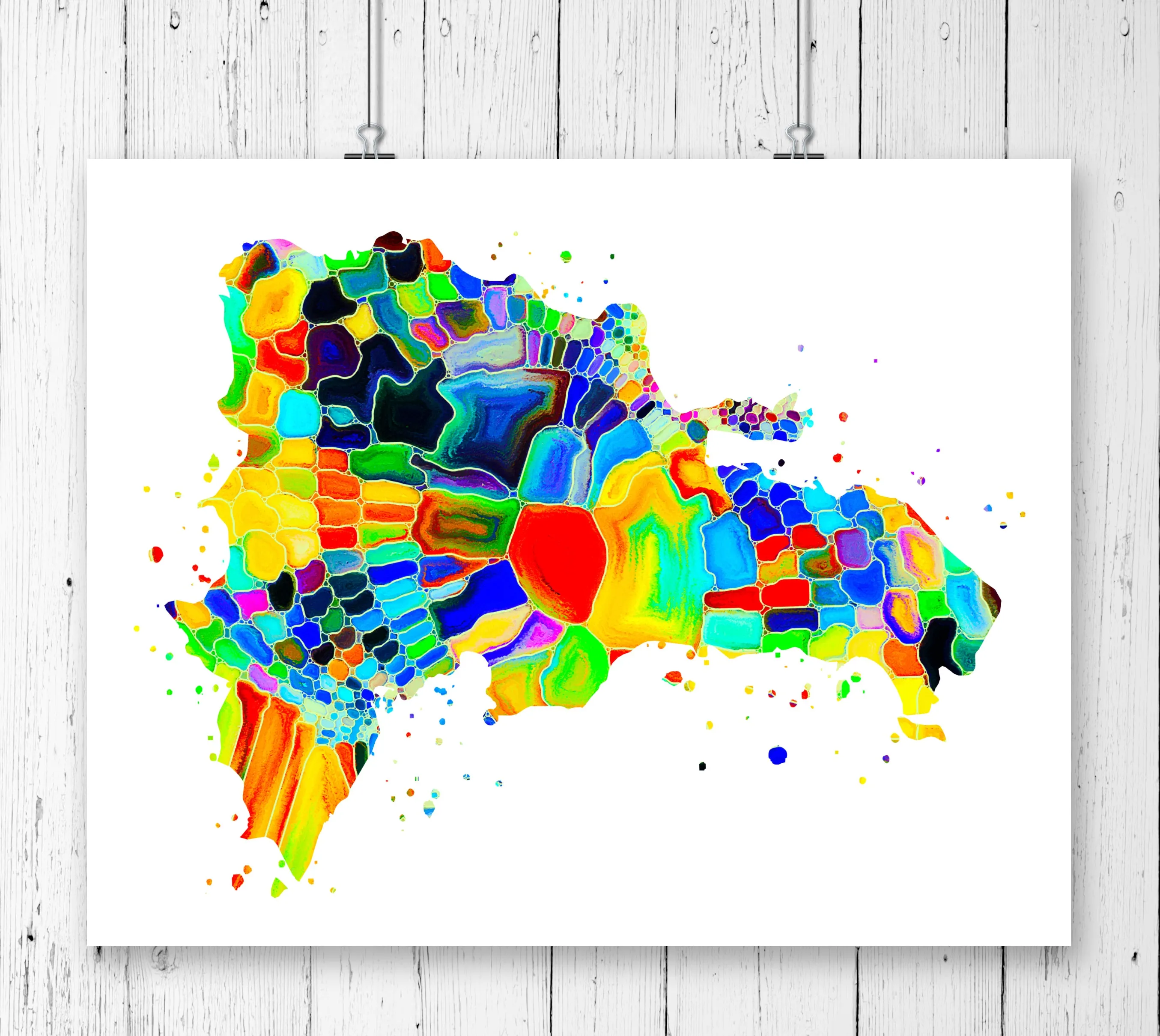 Dominican Republic Map Art Print - Unframed