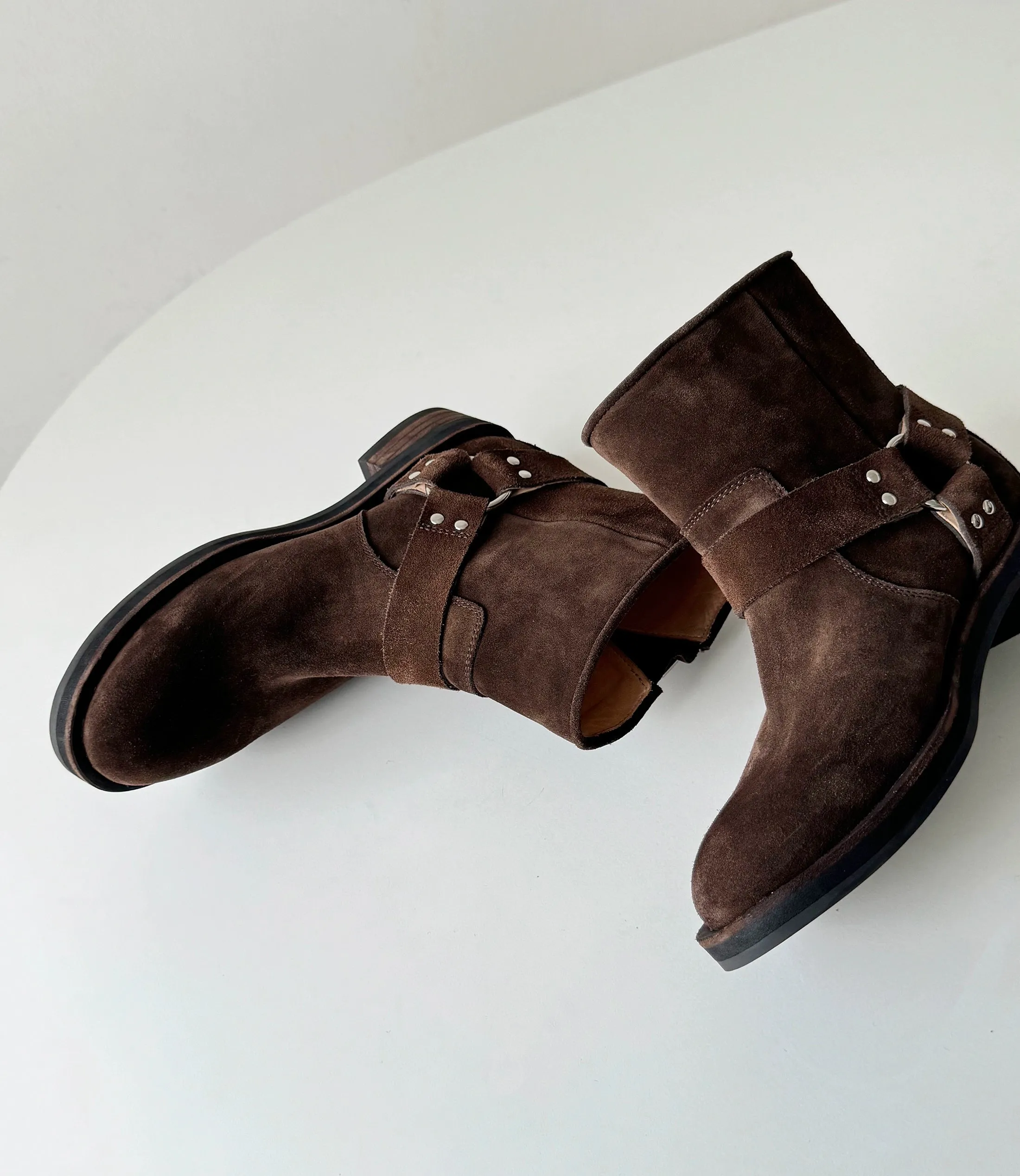 Ebony Brown Suede Ankle Boots