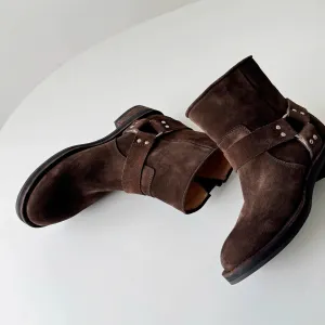 Ebony Brown Suede Ankle Boots