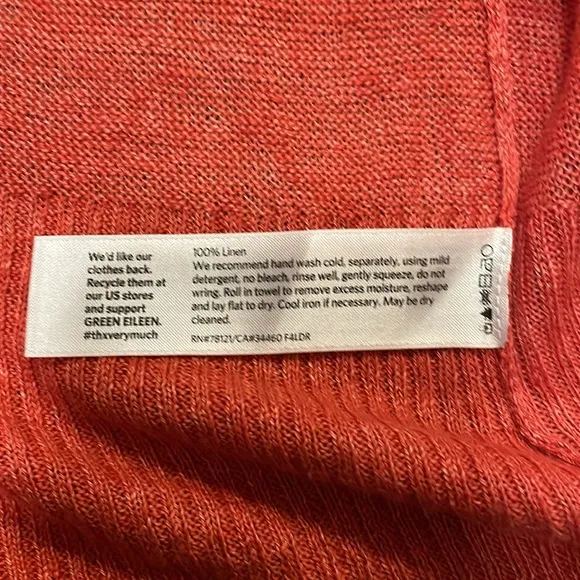 Eileen Fisher 100% Linen Open-Front Cardigan Women’s Medium Red Lightweight