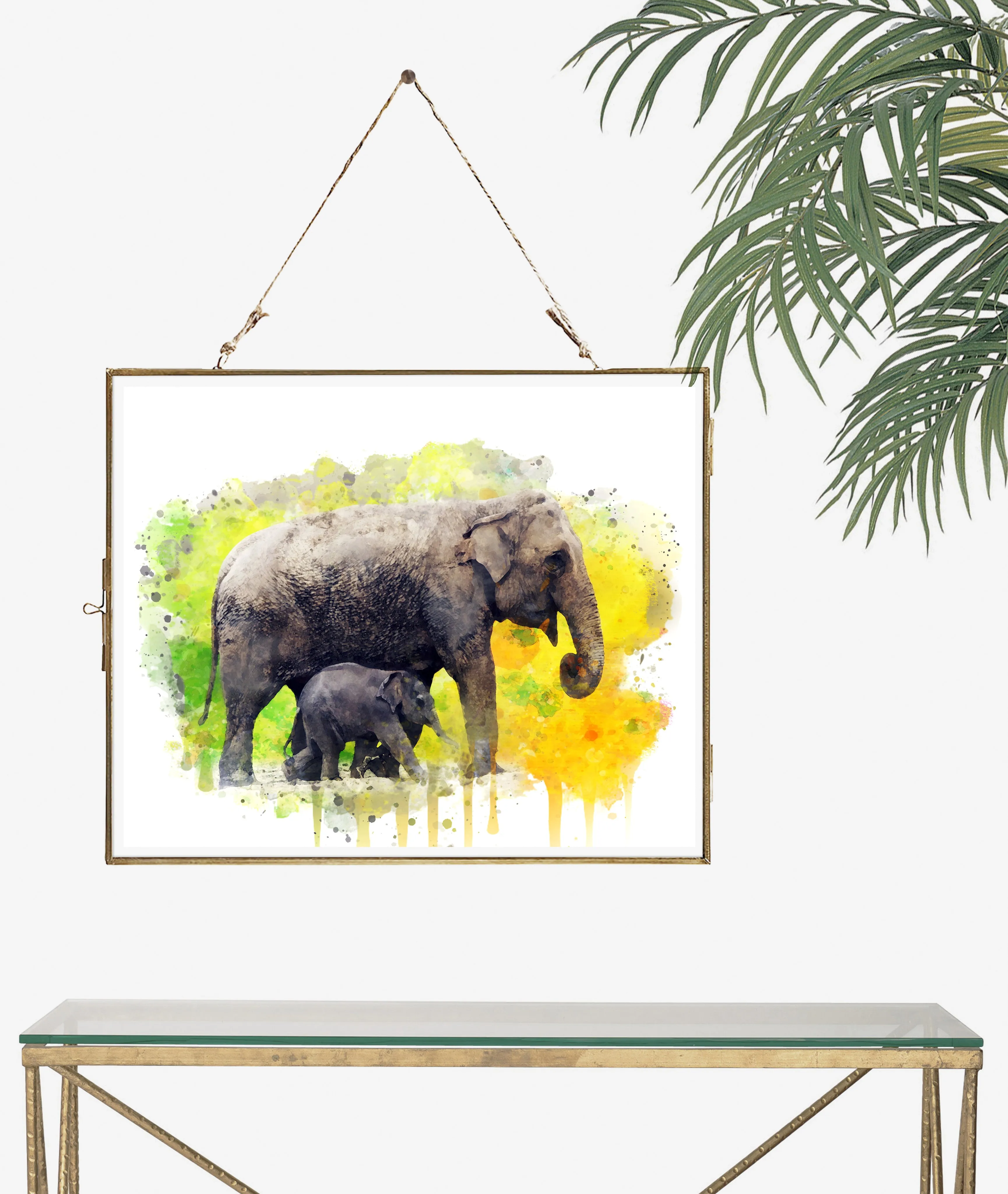 Elephant and Baby Elephant  Art Print - Unframed