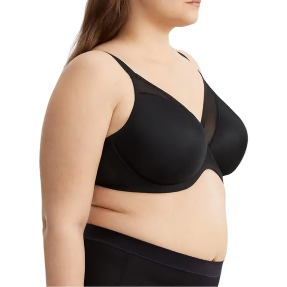 Elomi Smoothing Underwire Bra Plus Size 44DD Black Aerocool Unlined Breathable