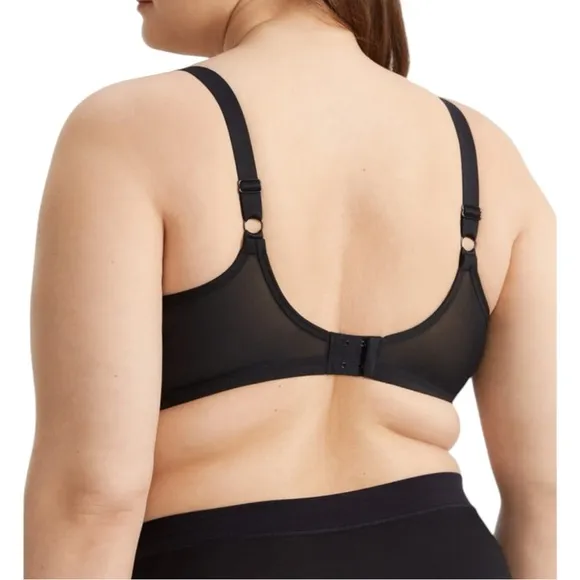 Elomi Smoothing Underwire Bra Plus Size 44DD Black Aerocool Unlined Breathable