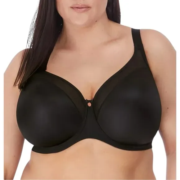 Elomi Smoothing Underwire Bra Plus Size 44DD Black Aerocool Unlined Breathable