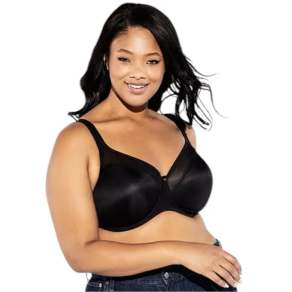 Elomi Smoothing Underwire Bra Plus Size 44DD Black Aerocool Unlined Breathable