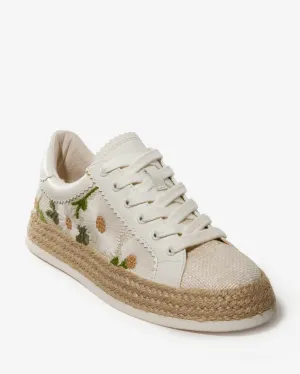 Embroidered Flower Sneaker White