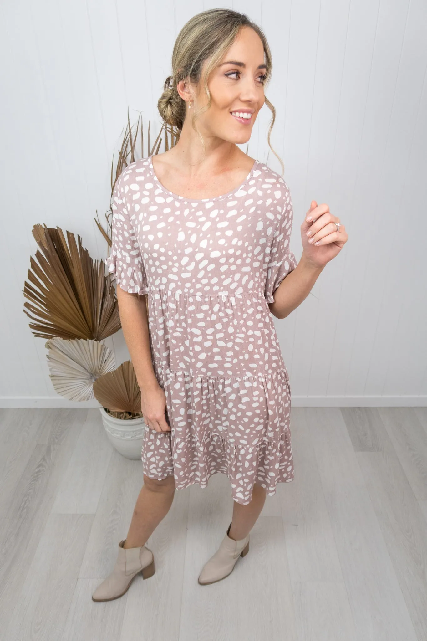 Emma Dress -Blush/white speckle
