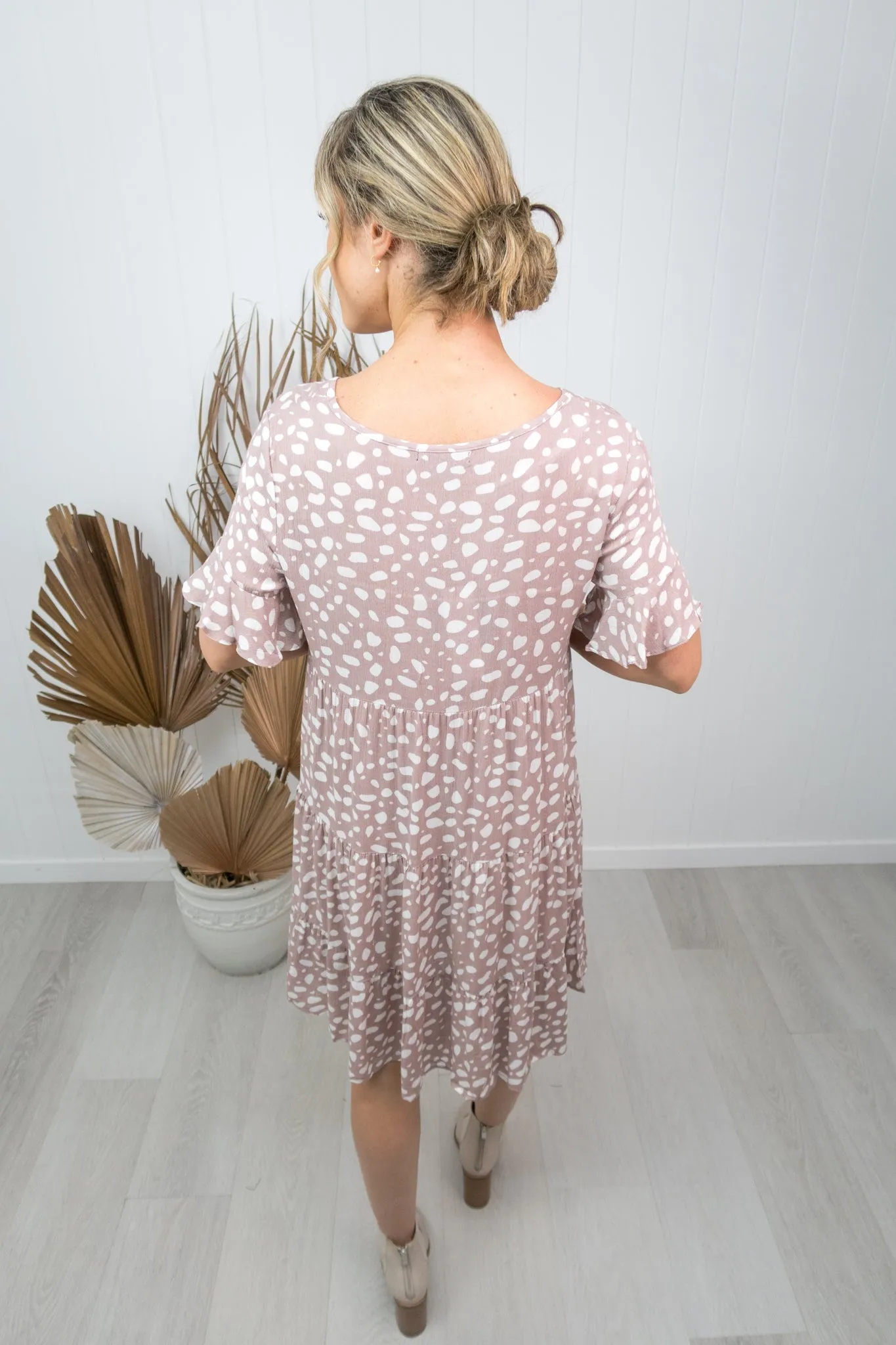 Emma Dress -Blush/white speckle