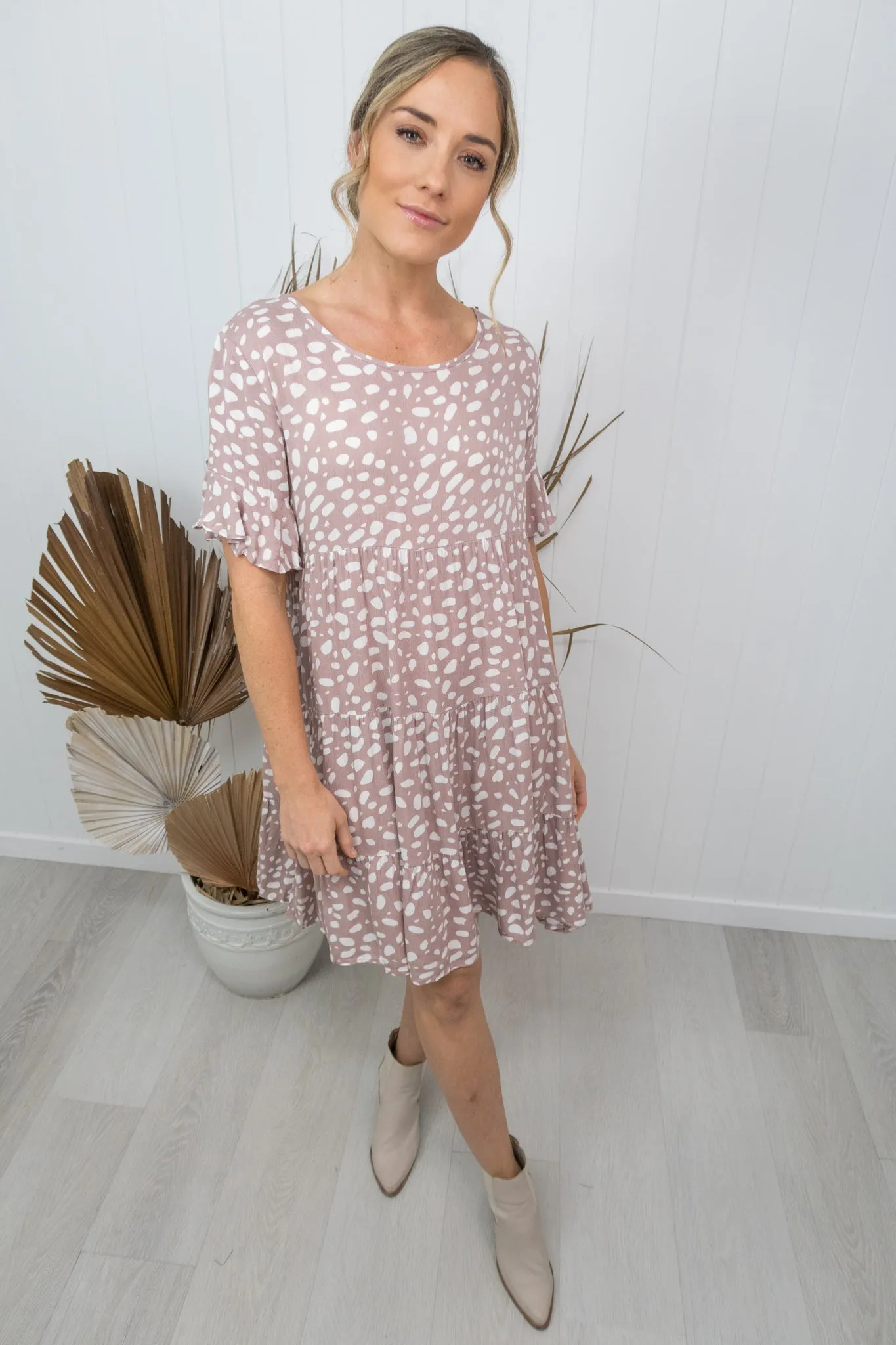 Emma Dress -Blush/white speckle