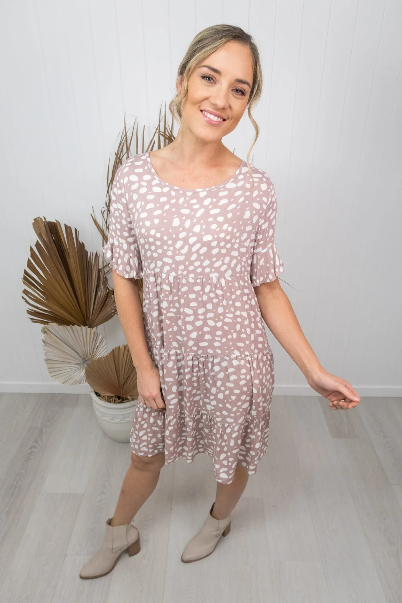 Emma Dress -Blush/white speckle